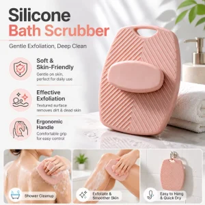Waterproof Silicone Cleaning Brush with Handle for Bathroom and Kitchen