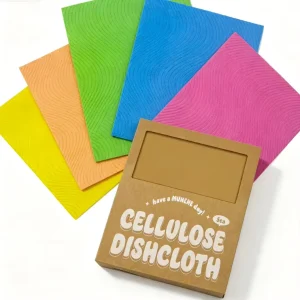 Wave Embossed Plant based Cellulose Dish Cloth Set Biodegradable Reusable Colorful Kitchen Dish Towel for Household Cleaning