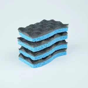 Wavy Dual-Sided Wood Pulp Cellulose Sponge Kitchen Cleaning Scouring Pad for Pots and Dishes