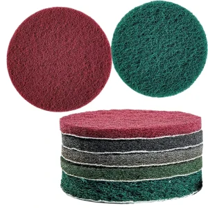 Wear-Resistant Red Aluminum Oxide Cellulose Nonwoven Scouring Pad Cleaning Disc 125mm Diameter 1cm-1.2cm