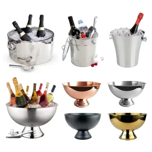 Well-Made Insulated Stainless Steel Ice Buckets with Lid and Scoop 3L 5L 7L 10L Metal Construction for Longer Frozen Ice Storage