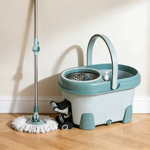 Wet Dry 360 Rotating Microfiber Spin Mop with Stainless Steel Pole Foot Pedal and Bucket Set