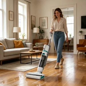 Wet Dry Floor Vacuum Cleaner with Self-Cleaning Triple-Edge Cleaning and Detachable Handheld Vacuum
