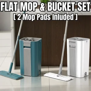 Wet Dry Separation Automatic Rebound Hands Free 360 Rotating Microfiber Magic Squeegee Rectangle Floor Flat Mop Bucket Set