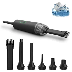 Wet and Dry Battery-Powered Car Vacuum Cleaner with Brushed Motor, Air Duster, 51-80 AW Suction, 30-60 Min Runtime, Bag Included