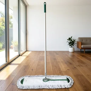 White Cotton Dust Mop with Aluminum Pole for Stone and Tile Floor Cleaning