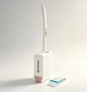 White Disposable Toilet Brush with Storage Base and Replacement Heads