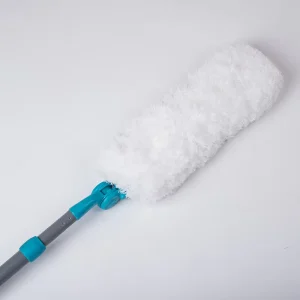 White Microfiber Extendable Detachable Feather Duster with Bendable Metal Handle and Telescopic Extension Pole