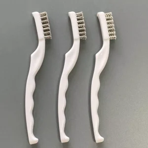 White Plastic Handle Stainless Steel Wire Scrubber Brush for Rust Removal and Polishing