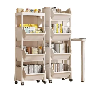 White Plastic Rolling Utility Cart with Three-Layer Kitchen Storage Shelf Multifunction Design Non-Folding ODM OEM PP Material