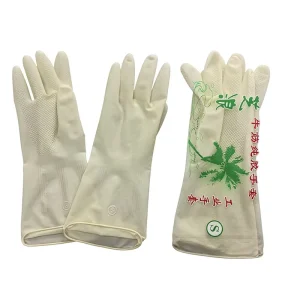 White Women’s Waterproof Thick Pure Latex Tendon-Style Gloves for Cleaning and Dishwashing