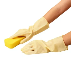 White Women’s Waterproof Thickened Latex Tendon-Style Gloves for Household Cleaning and Dishwashing