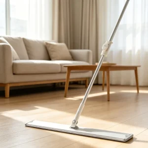 Wide-Head Flat Mop with Long Pole, Factory Supply, for Home, Restaurant, and Large-Area Floor Cleaning