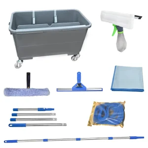 Window Cleaner Glass Cleaning Kit Tool Set with Bucket Squeegee Towel Telescopic Rod for Mirrors Tiles Etc NO.9803