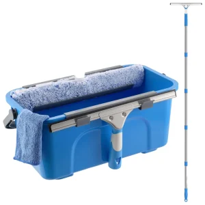 Window Cleaning Kit with Stainless Steel Handle Silicone Squeegee and Microfiber Scrubber