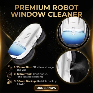 Window Cleaning Robot with Strong Suction, Auto Path Planning, Dual Disc Scrubbing, Wireless App Control, and Brushless Motor for Cars