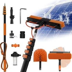 Window Glass Cleaning Kit 12L Foldable Bucket Squeegee Water Applicator Telescopic Extension Pole Professional Cleaning Set
