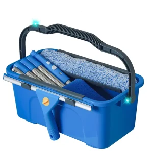 Window Washer Kit with Long-Handle Extension Pole and Microfiber Cleaner for Indoor and Outdoor Use