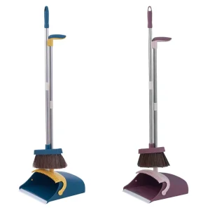 Windproof Folding Broom and Dustpan Set with Space-Saving Design Soft Bristles for Household Cleaning