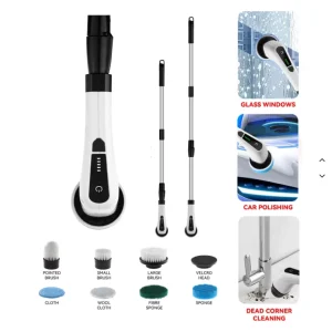 Wireless Rechargeable Electric Cleaning Brush with Long Handle for Bathroom, Kitchen, and Floor Cleaning