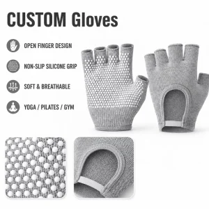 Women’s Fingerless Backless Cotton Non-Slip Five-Finger Yoga Gloves