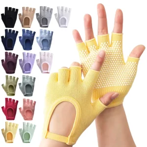 Women’s Fingerless Backless Warm Cotton Non-Slip Five-Finger Yoga Gloves