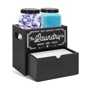 Wood Dryer Sheet Container Laundry Room Organizer Laundry Pods Storage Drying Ball Holder Laundry Detergent Dispenser Wall Mount