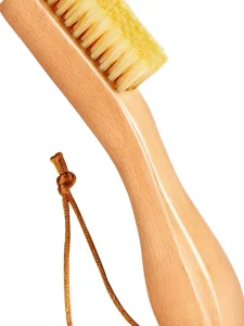 Wood Handle Laundry Cleaning Brush with Natural Soft Boar Bristles for Delicate Fabrics and Dust Removal