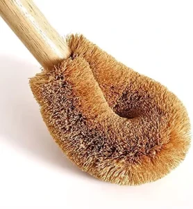 Wood-Handle Toilet Bowl Brush with Natural Coconut Fiber Bristles