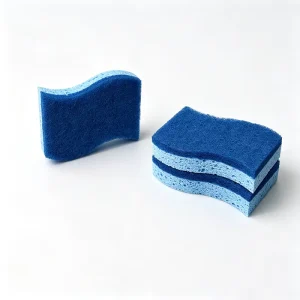 Wood Pulp Cleaning Sponge with Soft Absorbent Foam and Dual-Sided Scouring Pad