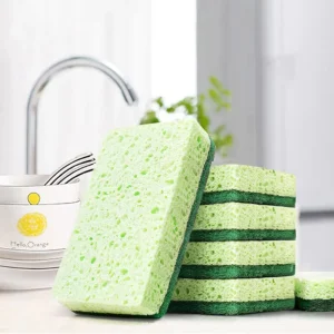 Wood Pulp Cotton Sponge Scouring Pad for Kitchen and Bathroom