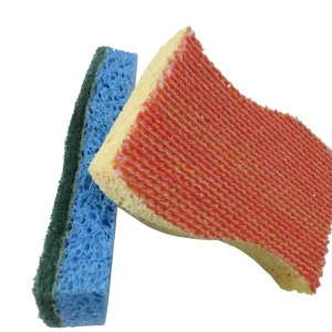 Wood Pulp and Cotton Non-Scratch Dishwashing Scouring Pad with High Water Absorption