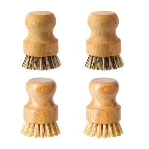 Wooden Bamboo Cleaning Brush with Sisal Bristles for Pots, Pans, and Vegetables
