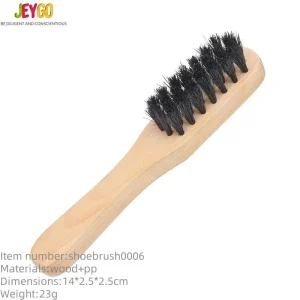 Wooden Handle Eco Friendly Biodegradable Traditional Shoe Cleaning Brush Soft Black Nylon Bristles for Leather Shoe Care Dust
