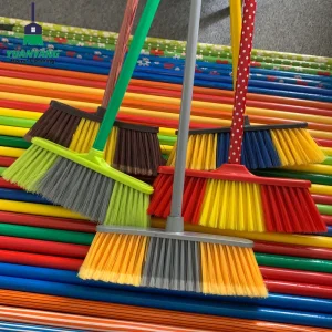 Wooden Long Broom Handle with Plastic Sweeping Broom