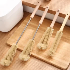 Wooden Long Handle Cup and Bottle Cleaning Brush with No Dead Corners for Kitchen Use
