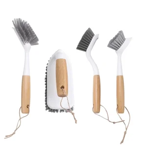 Wooden Rubber Long Handle Kitchen Brush Wood Scrubber Kitchen Dish Scrub Pan Pot Brush Cleaning