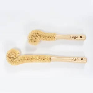 Wooden Sisal Bamboo Long Handle Bottle and Cup Cleaning Brush