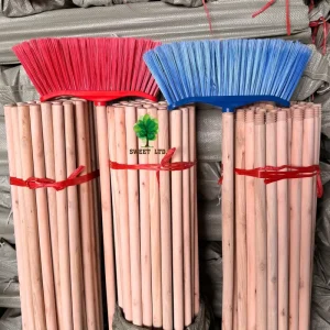 Wooden Stick Broom with Handle and Dustpan for Home Garden and Outdoor Use