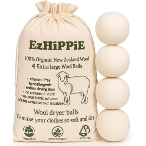 Wool Dryer Balls 4 XL Pack 1000+ Loads Pure Organic Wool Reusable Natural Fabric Softener Perfect with Essential Oils