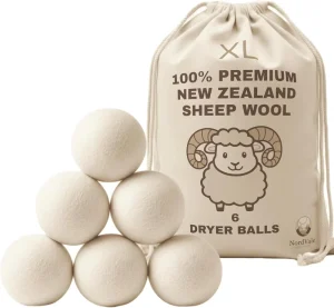 Wool Dryer Balls 6 Pack XL Premium 100% New Zealand Wool Reusable Natural Fabric Softener for 1300+ Loads
