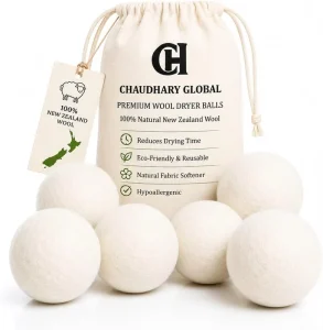 Wool Dryer Balls XL 6 Pack 100% Organic New Zealand Wool Reusable Natural Fabric Softener for Laundry Reduce Drying Time