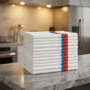 Woven Cotton Kitchen Tea Towels Stripes Quick Dry Dish Towels for Home & Hotel Use BSCI OEKO TEX