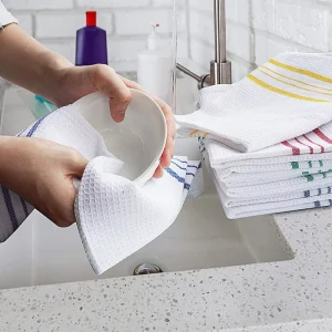 Woven Fabric Chevron Kitchen Towel Cleaning Cloth Made of Cotton, Quick drying, for Wiping Tableware and Dish Towels