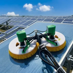 X4 Double Head Electric Solar Panel Cleaning Machine Telescopic Pole PP Nylon Soft Brush Aluminum Carbon Fiber