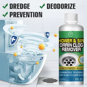 X9 Liquid Drain Cleaner 15-30% Active Ingredients Removes Hair Grease Grime Deodorizes Prevents Clogs for Kitchen Bathroom Sinks