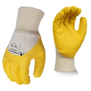XINGYU Cotton Jersey 3 4 Latex Crinkle Half Coated Gloves Waterproof Anti Slip Firm Grip Palms Industrial Protective Gloves