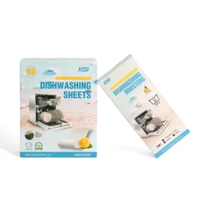 XISI Eco friendly Plastic Free Biodegradable Dishwasher Detergent Strips Fragrance Free Tablets Dishwashing Sheets