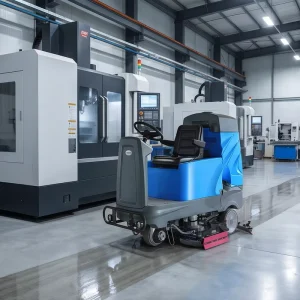 XJ200S Industrial Floor Scrubber Machine Battery-Powered Ride-On Floor Cleaner for Factories and Workshops
