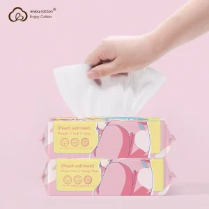 Xiang Mian Ba Peach Pull Tab Disposable Cleansing Towels Beauty Salon Use Cotton Soft Towels Custom Logo OEM